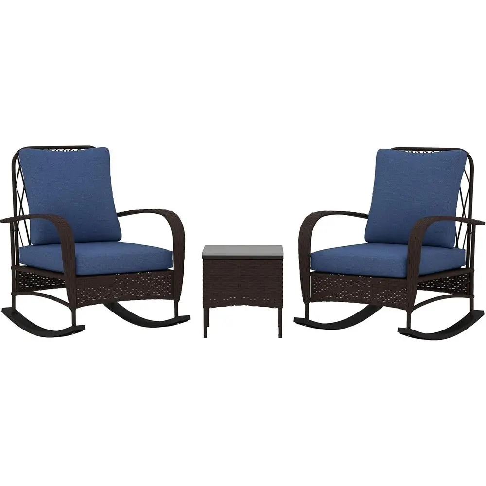 Outdoor Furniture Metal Chairs - Wiklinowy 3-częściowy zestaw mebli ogrodowych z