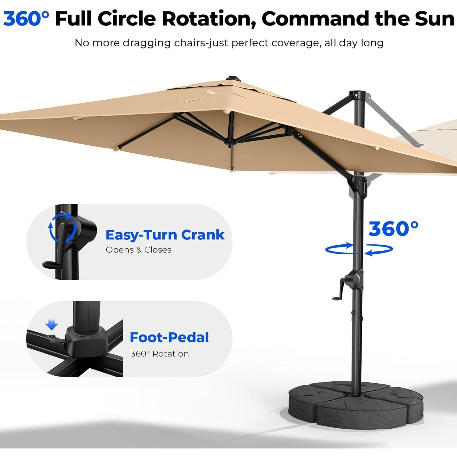 Outdoor Furniture Umbrella - Parasol ogrodowy typu cantilever 3x3 m