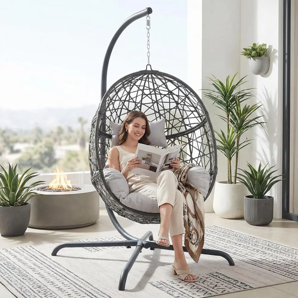 Hanging Egg Chair - Huśtawka wiklinowa w stylu boho do
