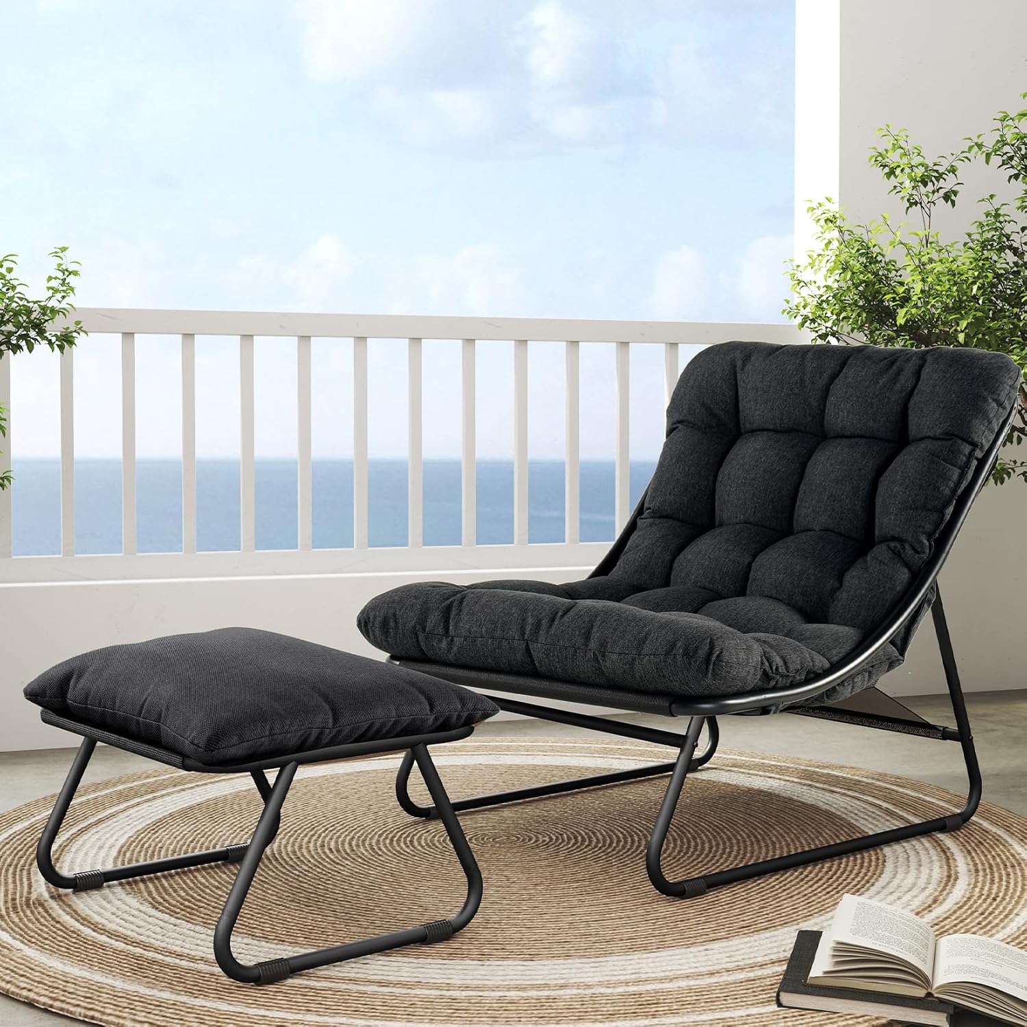 Outdoor Furniture Metal Chairs - Krzesło wypoczynkowe na zewnątrz z podnóżkiem