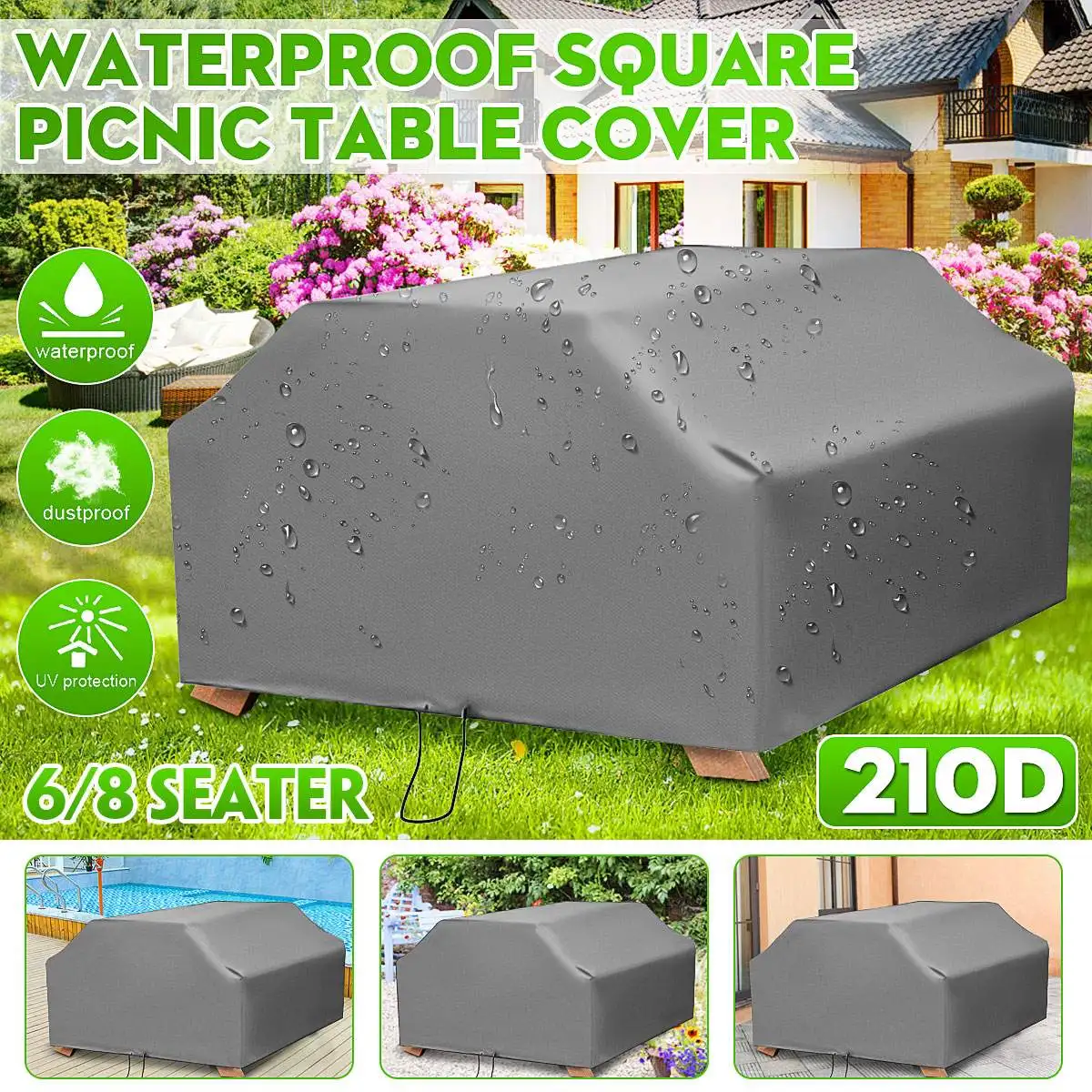 Outdoor Furniture Grey - 210D na 6/8 miejscowy stół piknikowy