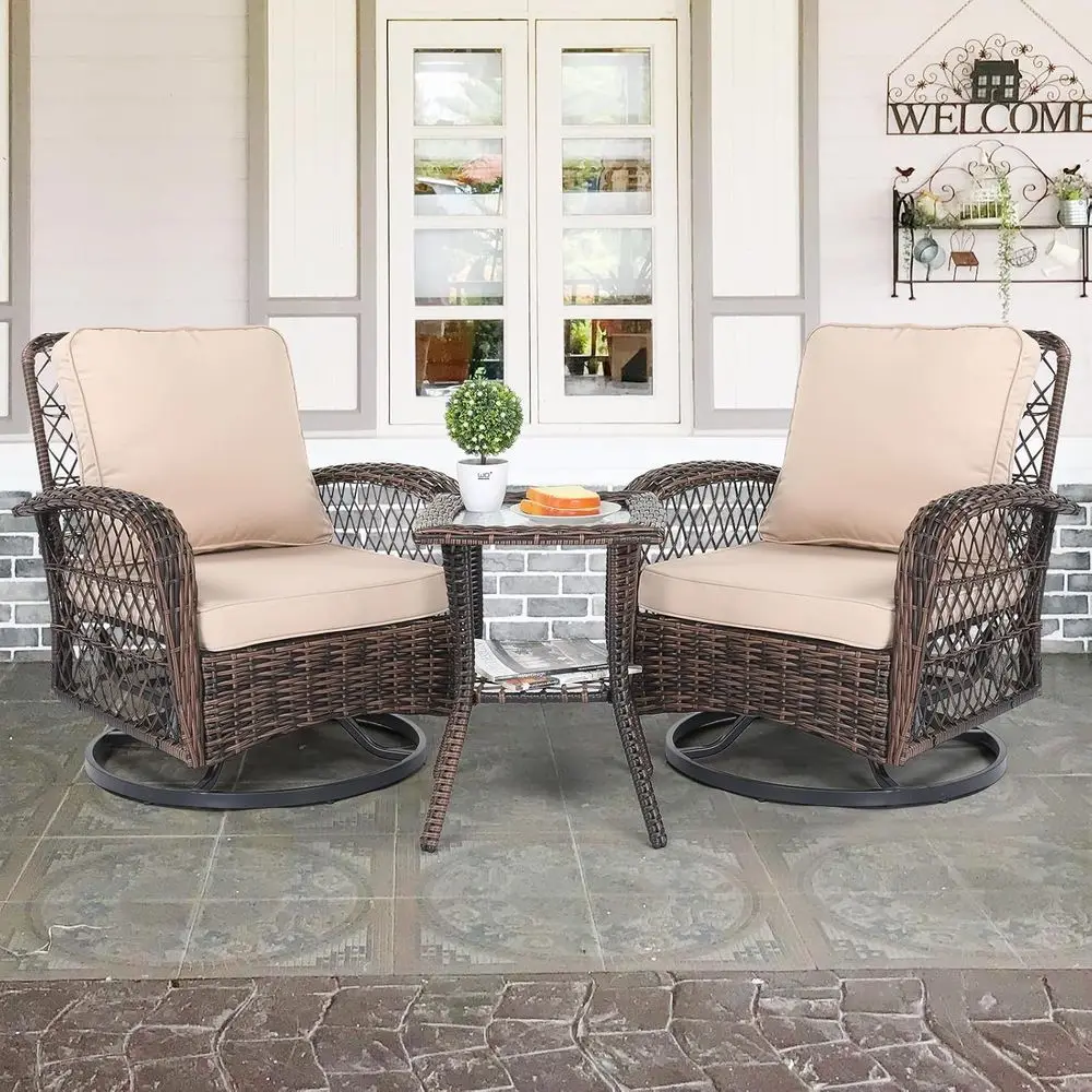 Outdoor Furniture Metal Chairs - 3-częściowy zestaw mebli ogrodowych, obrotowe fotele