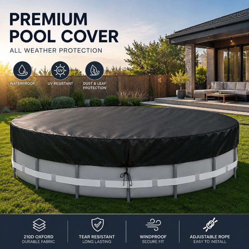 Outdoor Furniture For Pool - Oxford Round Pool Cover Wodoodporna, pyłoszczelna,