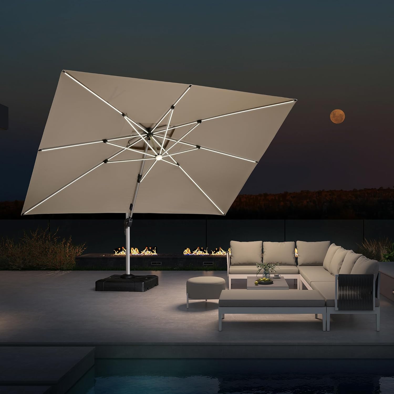 Outdoor Furniture Umbrella - Parasol ogrodowy prostokątny z podwójnym daszkiem,