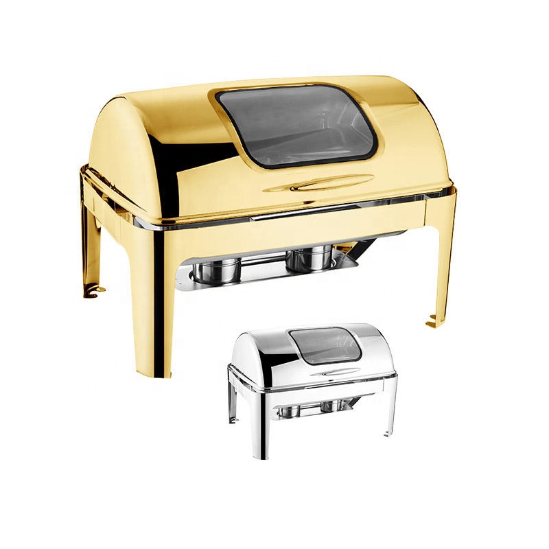 Bistro Table Set - Luksusowy prostokątny chafing dish ze stali