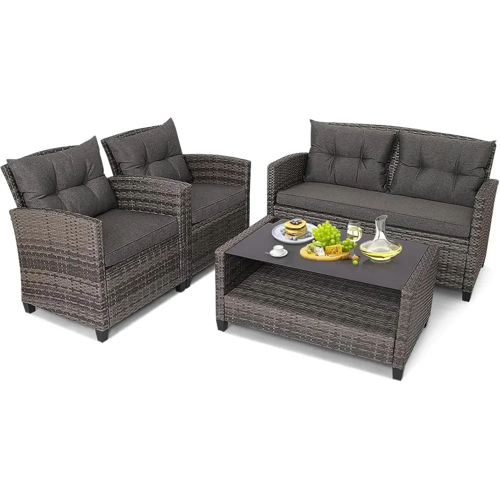 Outdoor Furniture Grey - Szary zestaw mebli ogrodowych: 4-częściowy zestaw