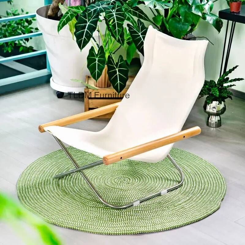 Outdoor Furniture Japanese Style - Składane krzesło leżak z płótna, bez