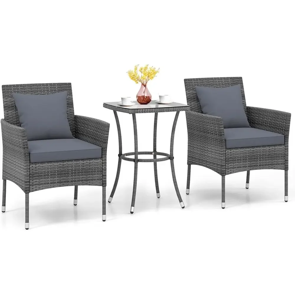 Outdoor Furniture Grey - Szary 3-częściowy zestaw mebli ogrodowych z