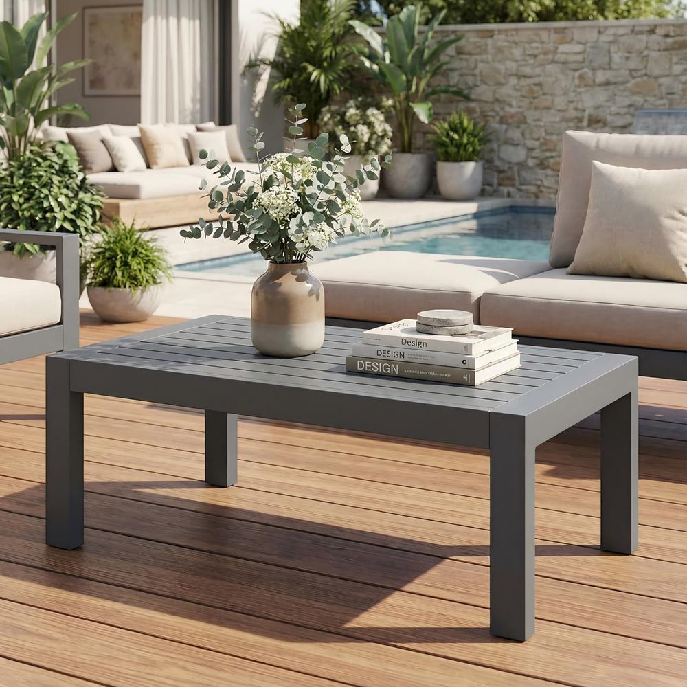 Outdoor Furniture Grey - Stolik kawowy na zewnątrz, odporny na