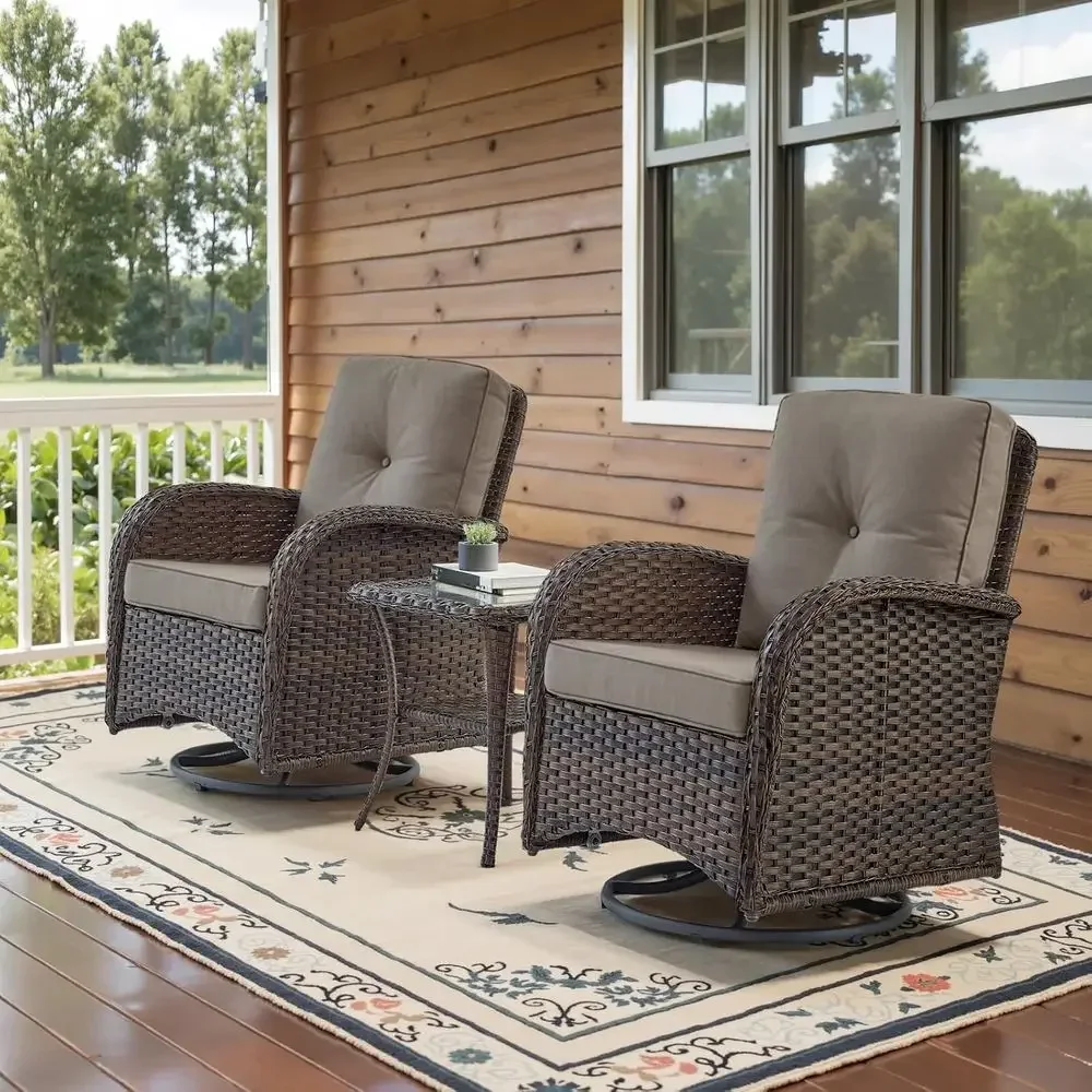 Outdoor Furniture Grey - 2-częściowy zestaw obrotowych foteli bujających na