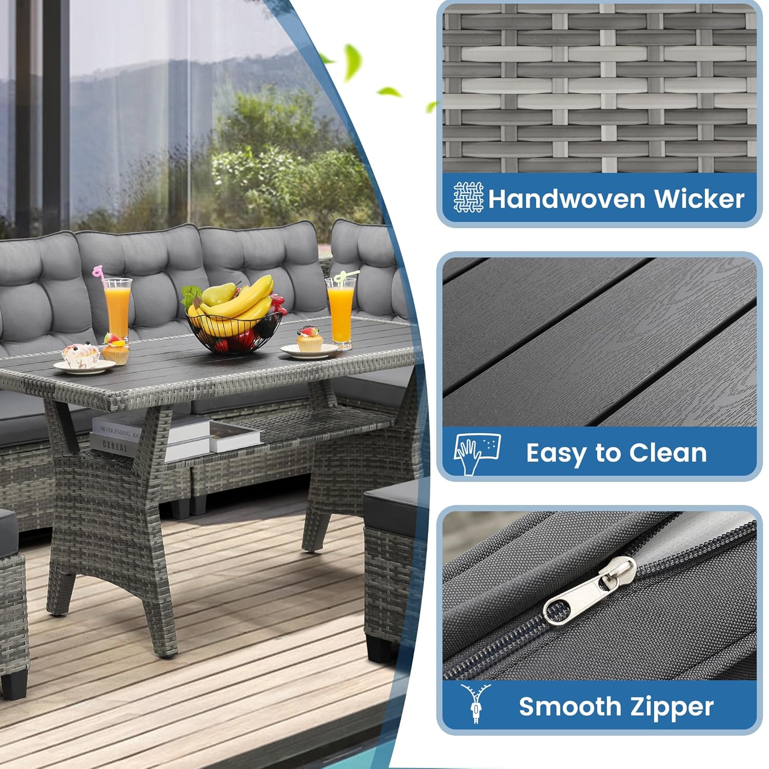 6-częściowy zestaw mebli ogrod – Outdoor Furniture Grey recenzja i cena