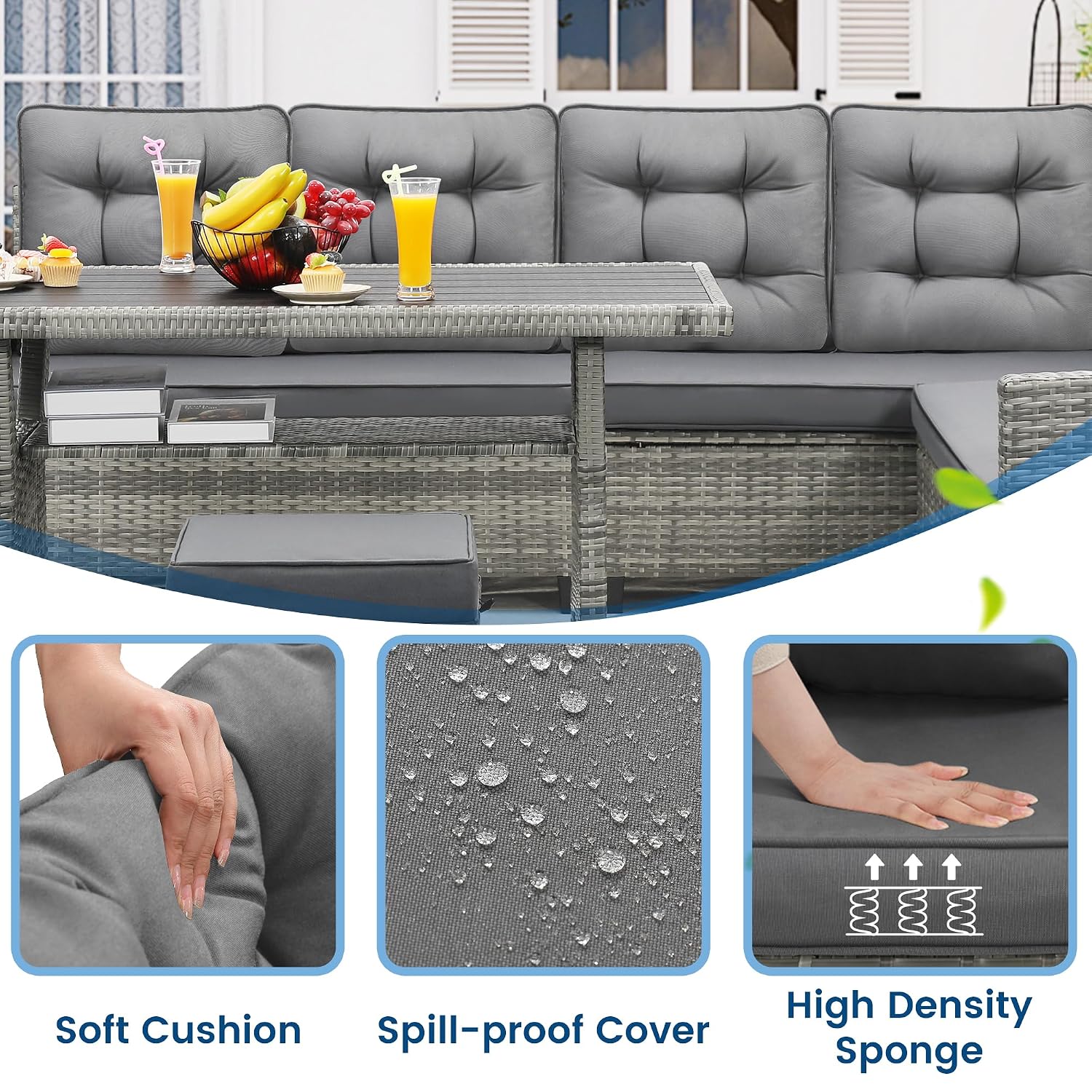 6-częściowy zestaw mebli ogrod – Outdoor Furniture Grey recenzja i cena