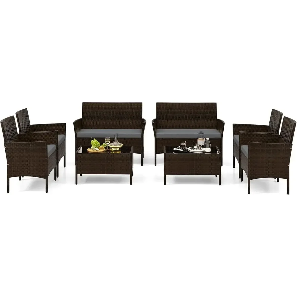 8-częściowy zestaw mebli ogrod – Outdoor Furniture Grey recenzja i cena