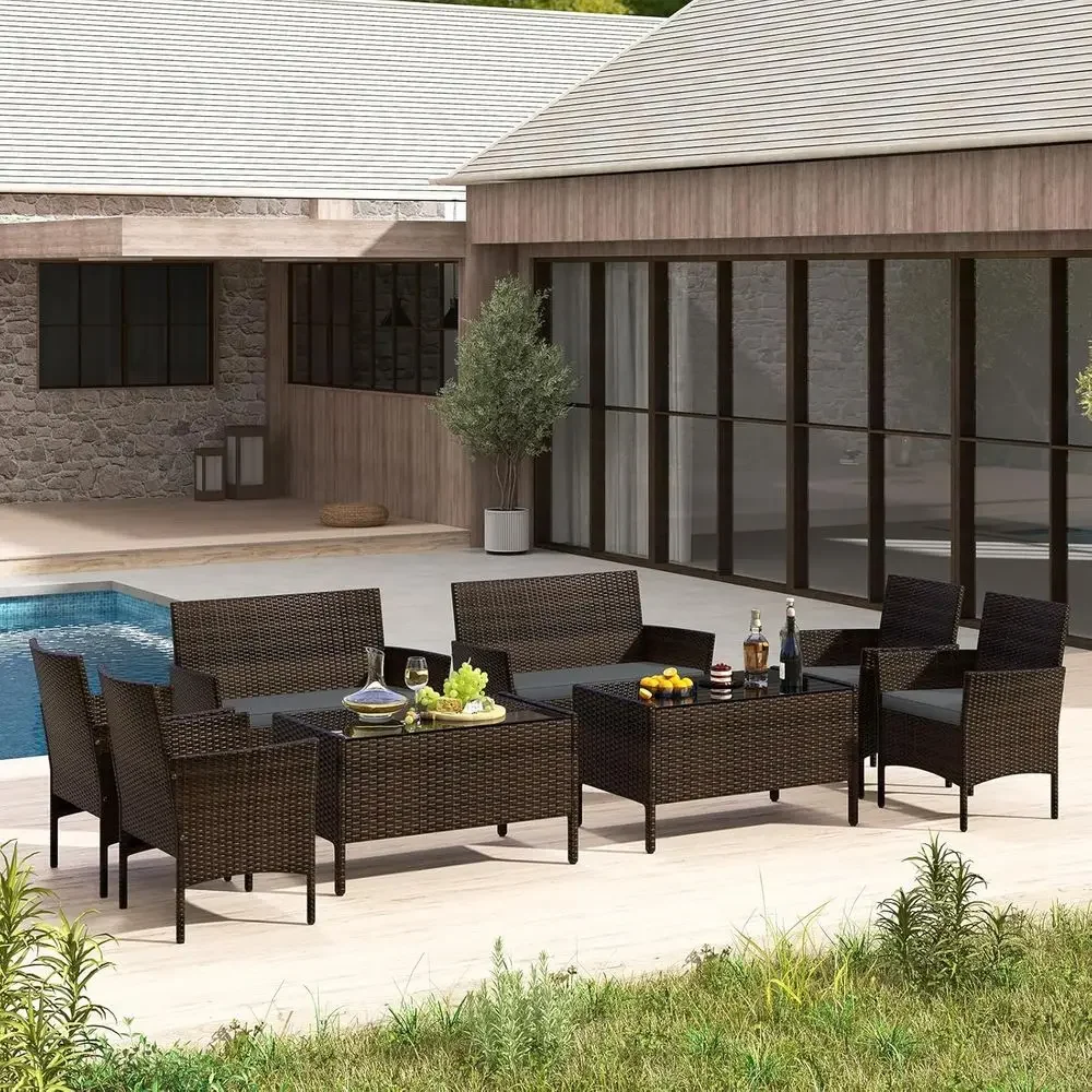 8-częściowy zestaw mebli ogrod – Outdoor Furniture Grey recenzja i cena