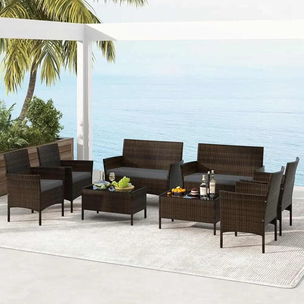 8-częściowy zestaw mebli ogrod – Outdoor Furniture Grey recenzja i cena