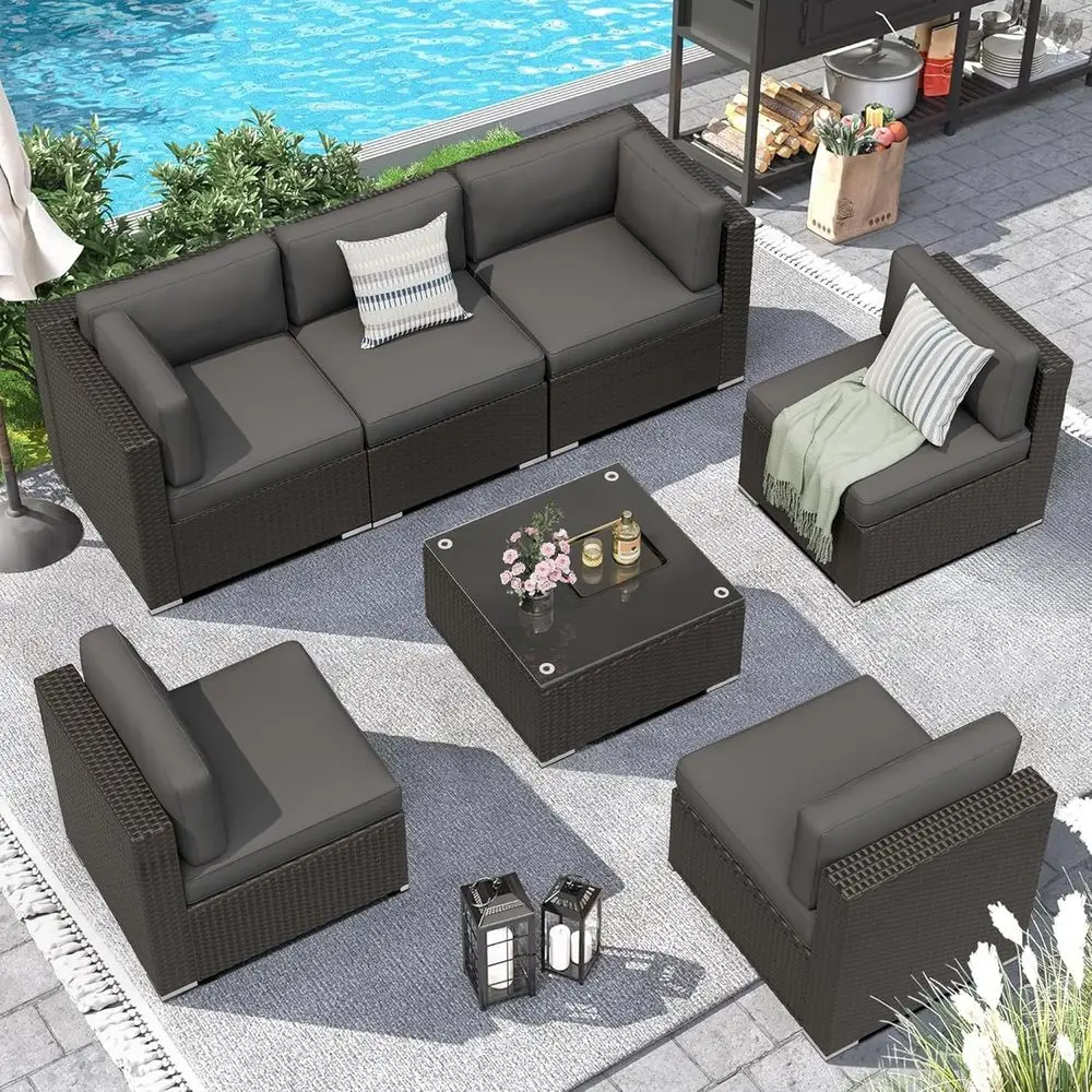 7-częściowy zestaw mebli ogrod – Outdoor Furniture Grey recenzja i cena