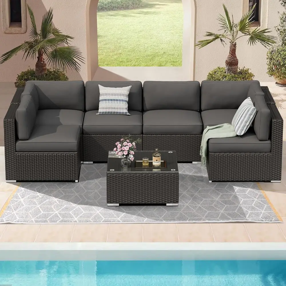 7-częściowy zestaw mebli ogrod – Outdoor Furniture Grey recenzja i cena