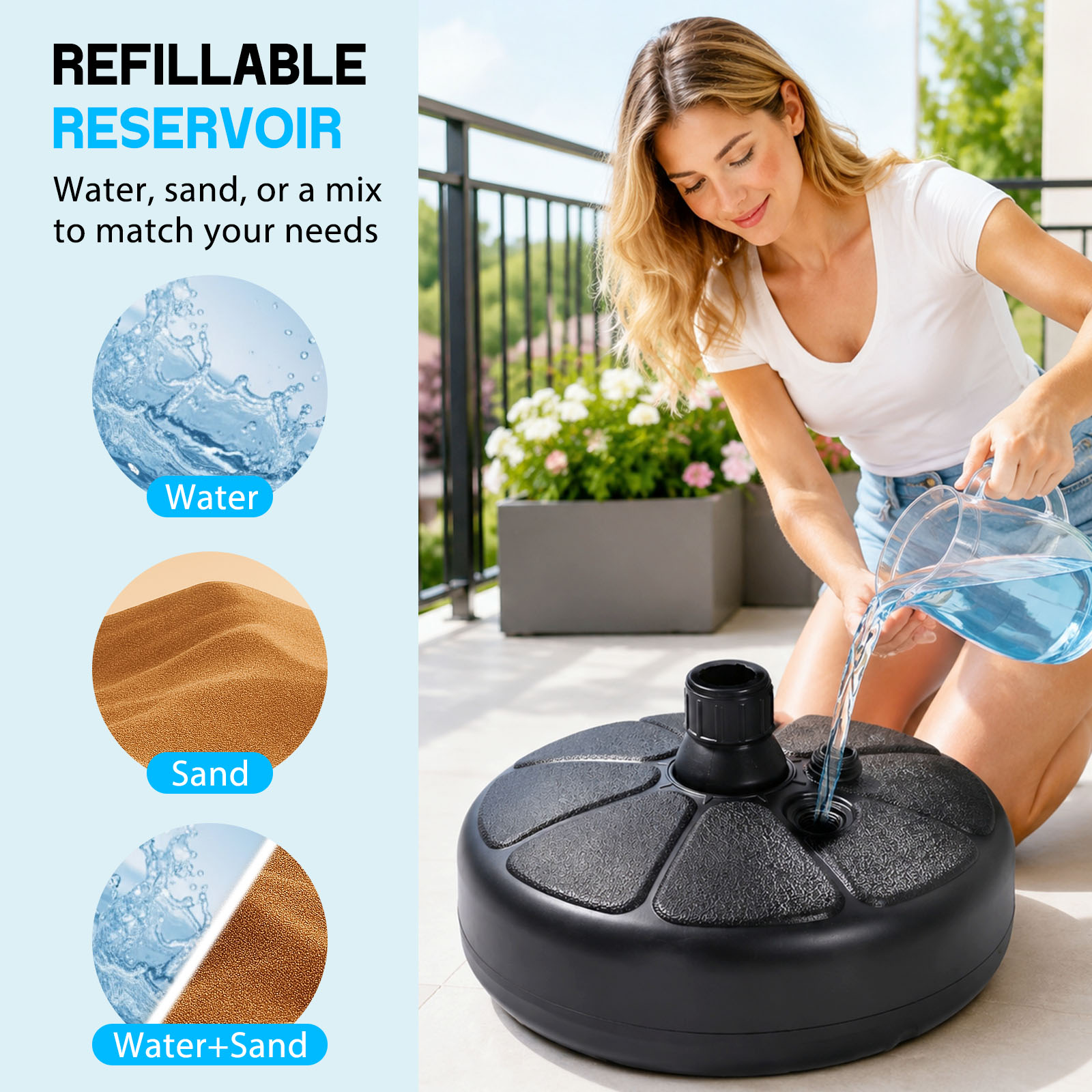 Podstawa parasola wypełniana w – Outdoor Furniture Umbrella recenzja i cena
