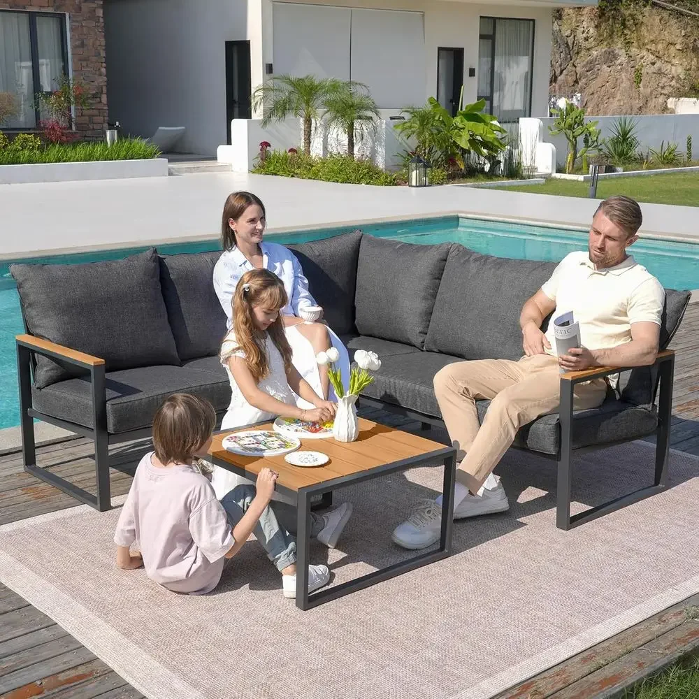 6-częściowy zestaw mebli ogrod – Outdoor Furniture Grey recenzja i cena
