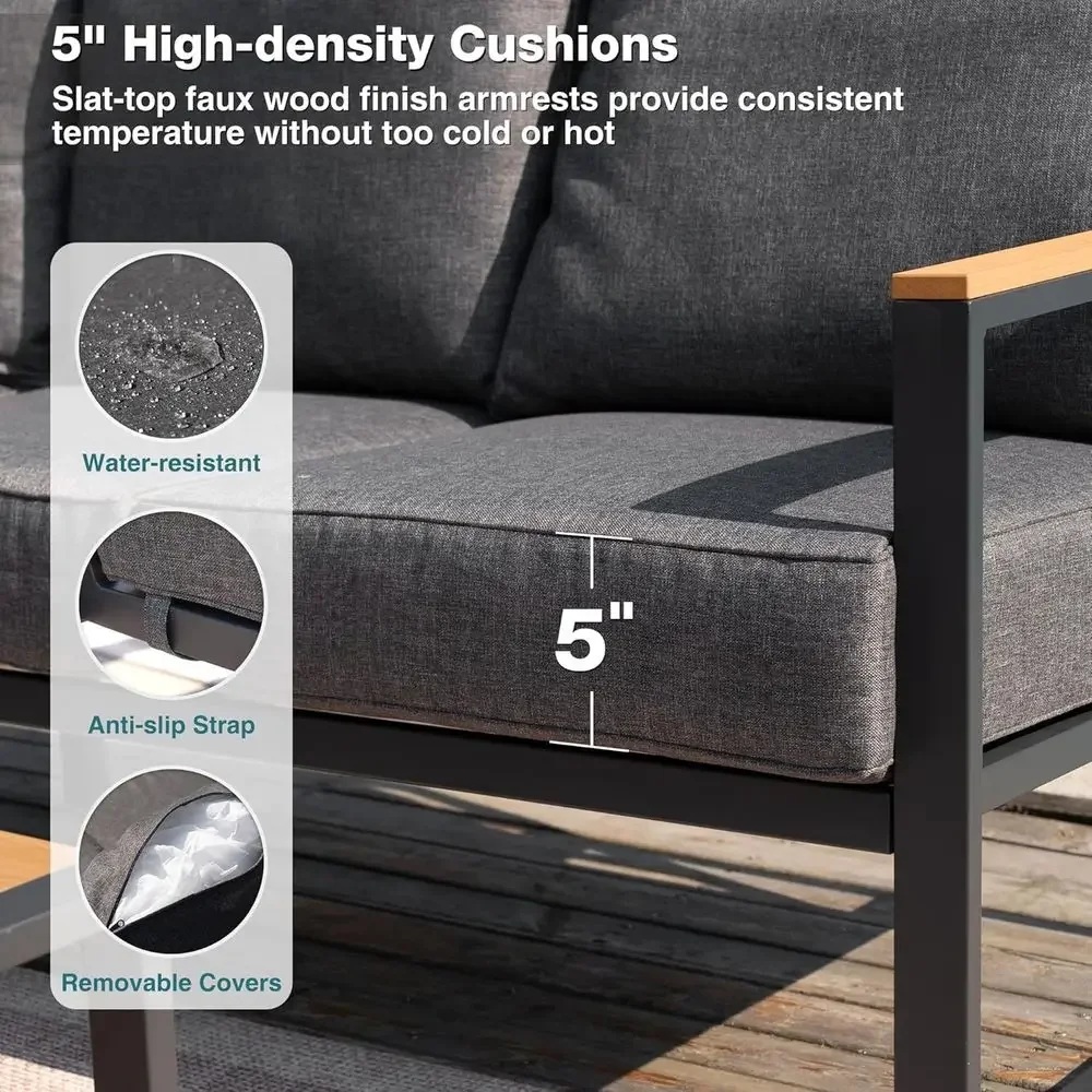 6-częściowy zestaw mebli ogrod – Outdoor Furniture Grey recenzja i cena