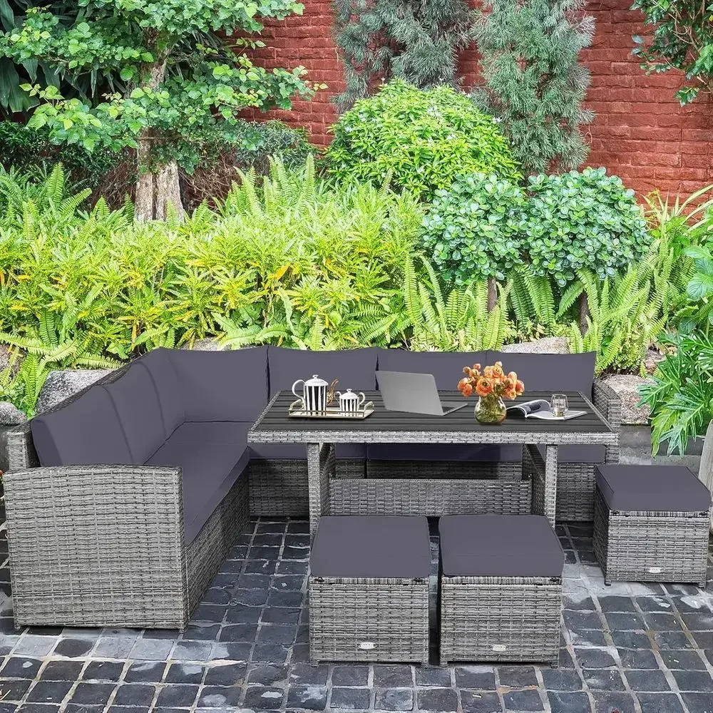 Szary 7-częściowy zestaw mebli – Outdoor Furniture Grey recenzja i cena