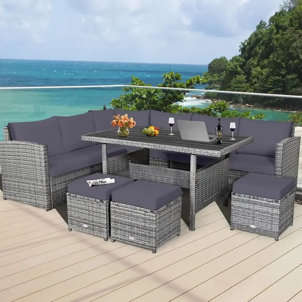 Szary 7-częściowy zestaw mebli – Outdoor Furniture Grey recenzja i cena
