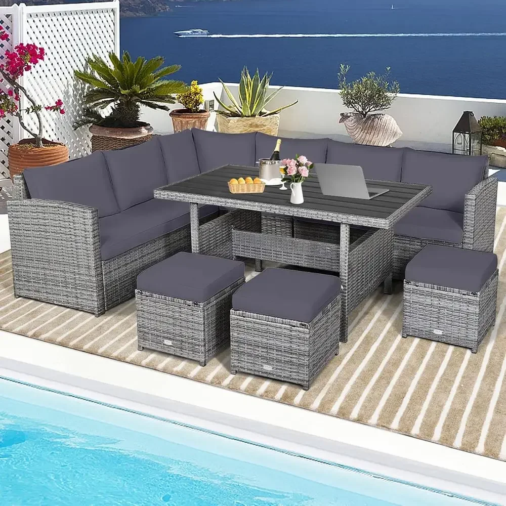 Szary 7-częściowy zestaw mebli – Outdoor Furniture Grey recenzja i cena