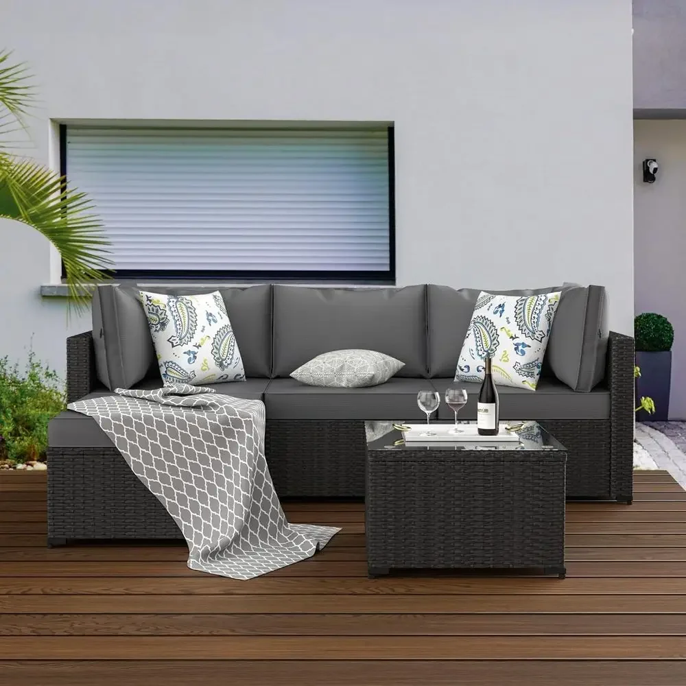 5-częściowy zestaw mebli ogrod – Outdoor Furniture Grey recenzja i cena