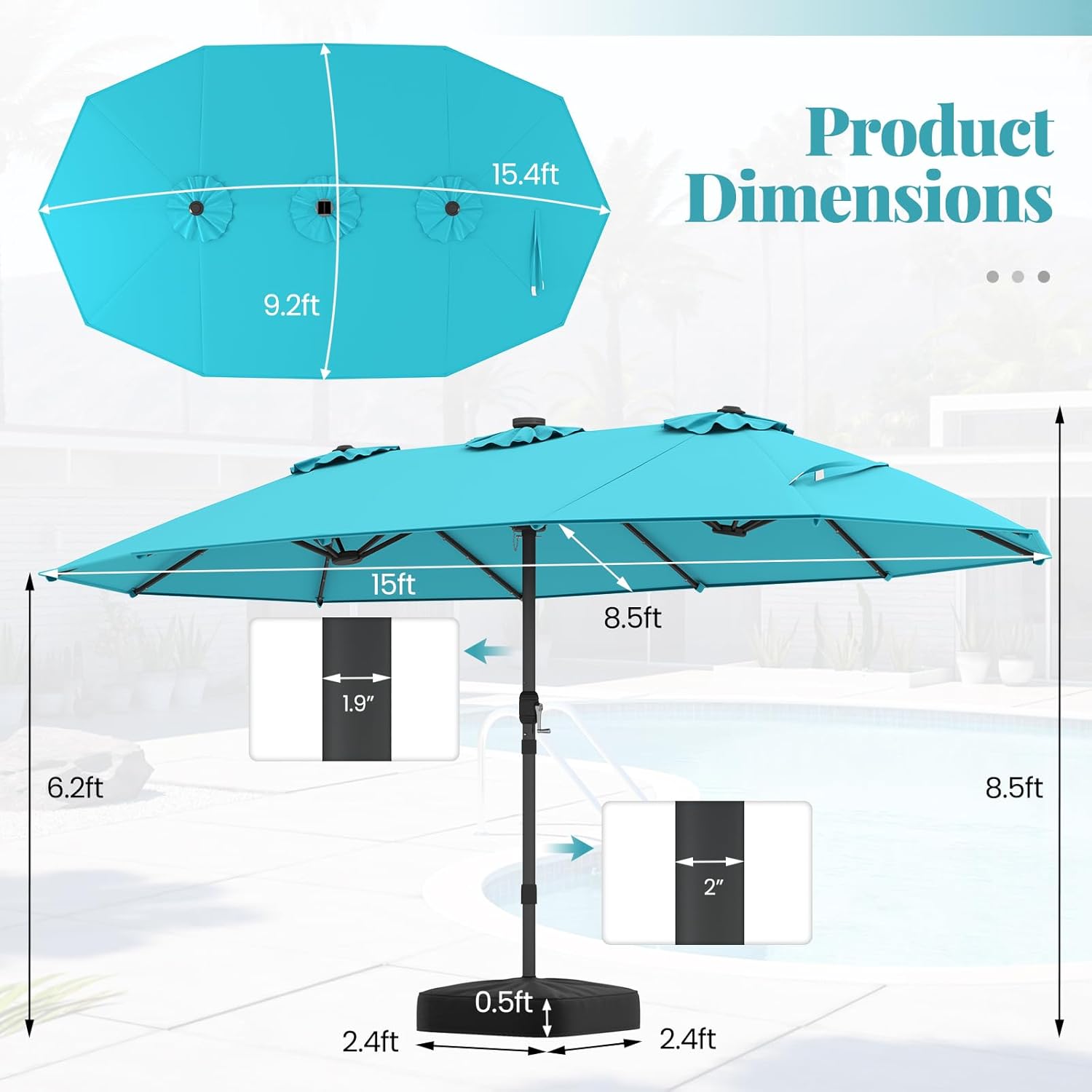 Parasol ogrodowy solarny dwust – Outdoor Furniture Umbrella recenzja i cena