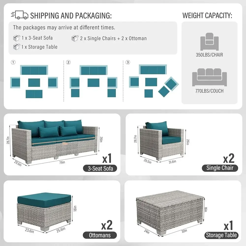 6-częściowy szary zestaw mebli – Outdoor Furniture Grey recenzja i cena