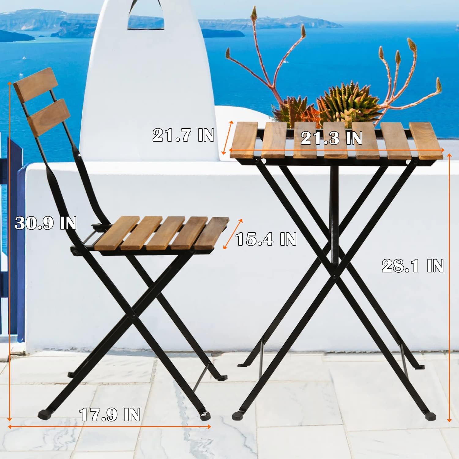Naturalny drewniany 3-częściow – Bistro Table Set recenzja i cena