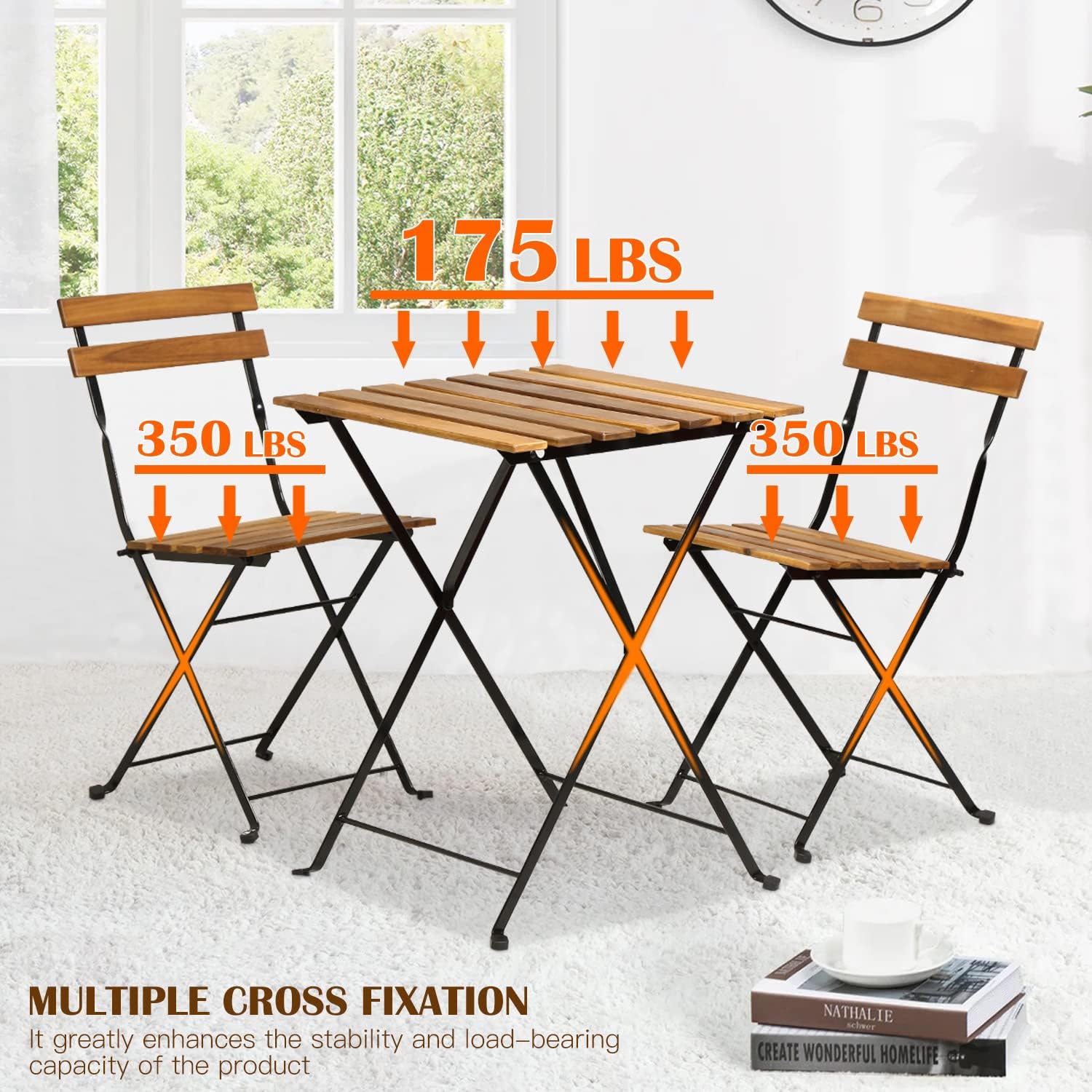 Naturalny drewniany 3-częściow – Bistro Table Set recenzja i cena