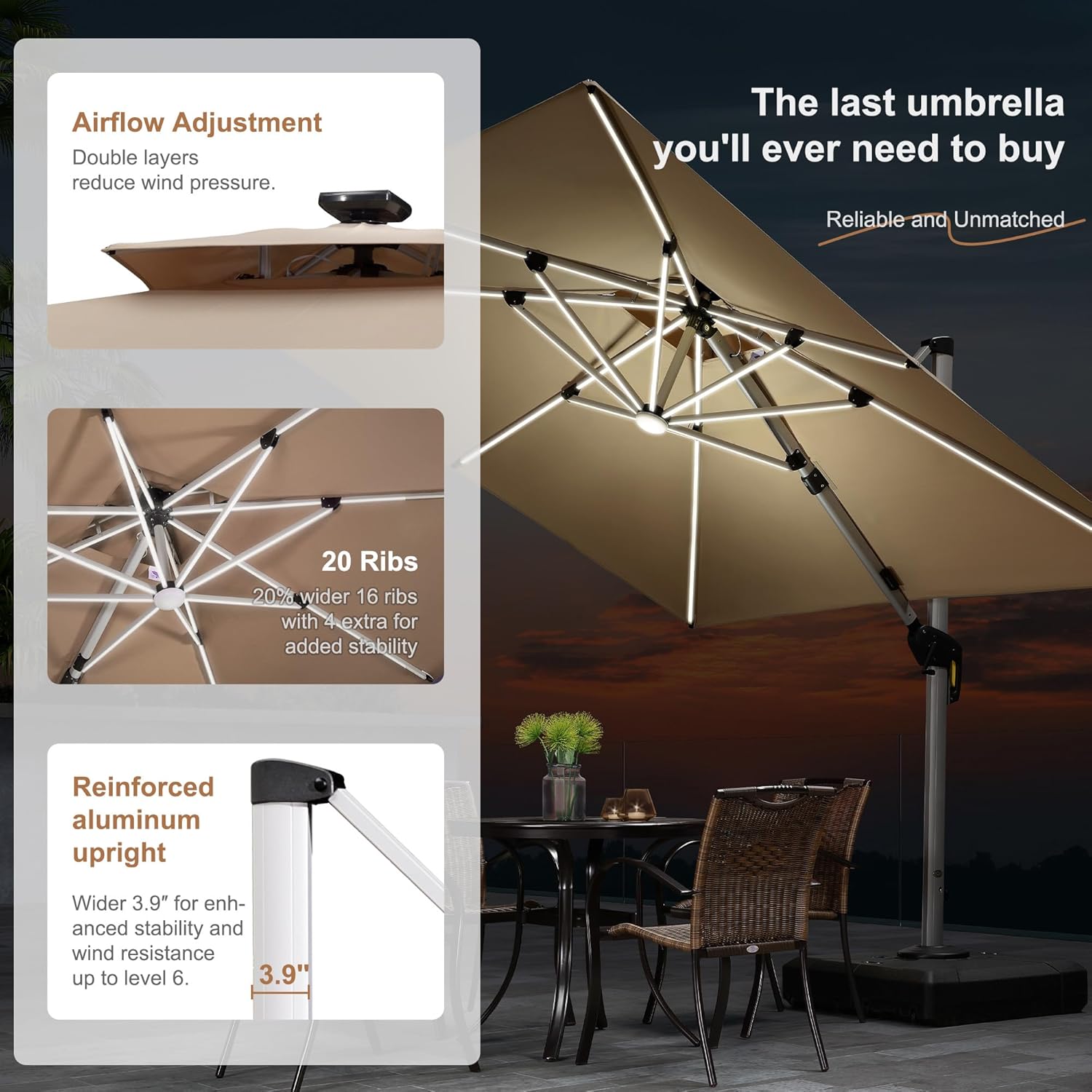 Parasol ogrodowy prostokątny z – Outdoor Furniture Umbrella recenzja i cena