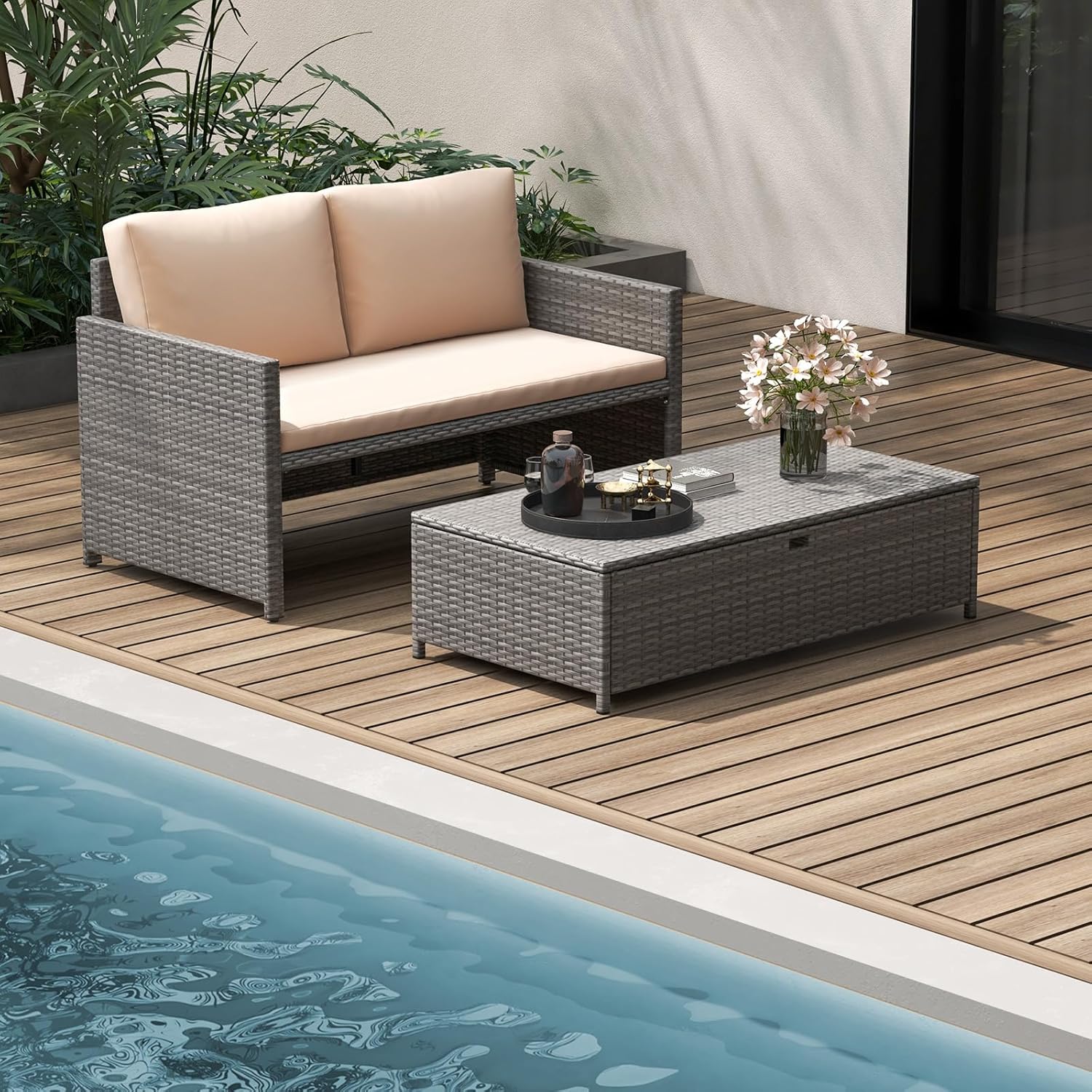 Wiklinowy leżak ogrodowy, sofa – Outdoor Furniture For Pool recenzja i cena