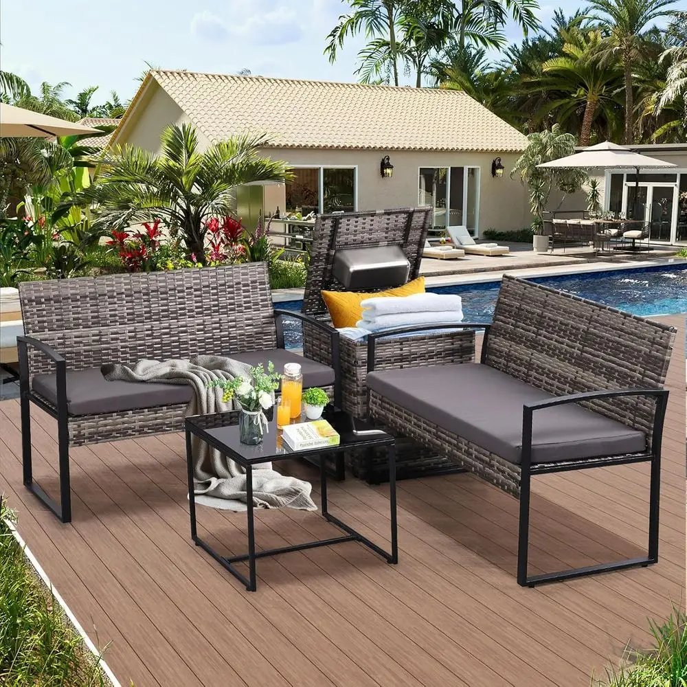 4-częściowy zestaw mebli ogrod – Outdoor Furniture Grey recenzja i cena