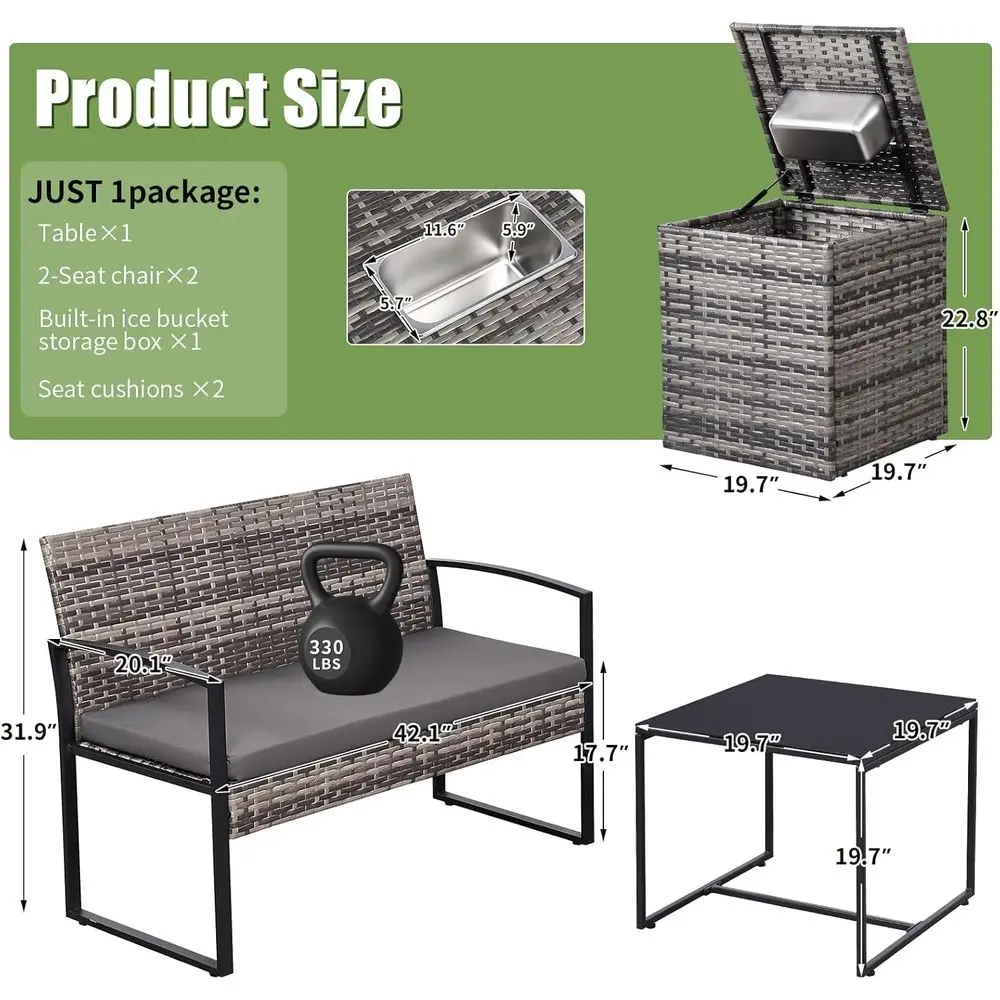 4-częściowy zestaw mebli ogrod – Outdoor Furniture Grey recenzja i cena