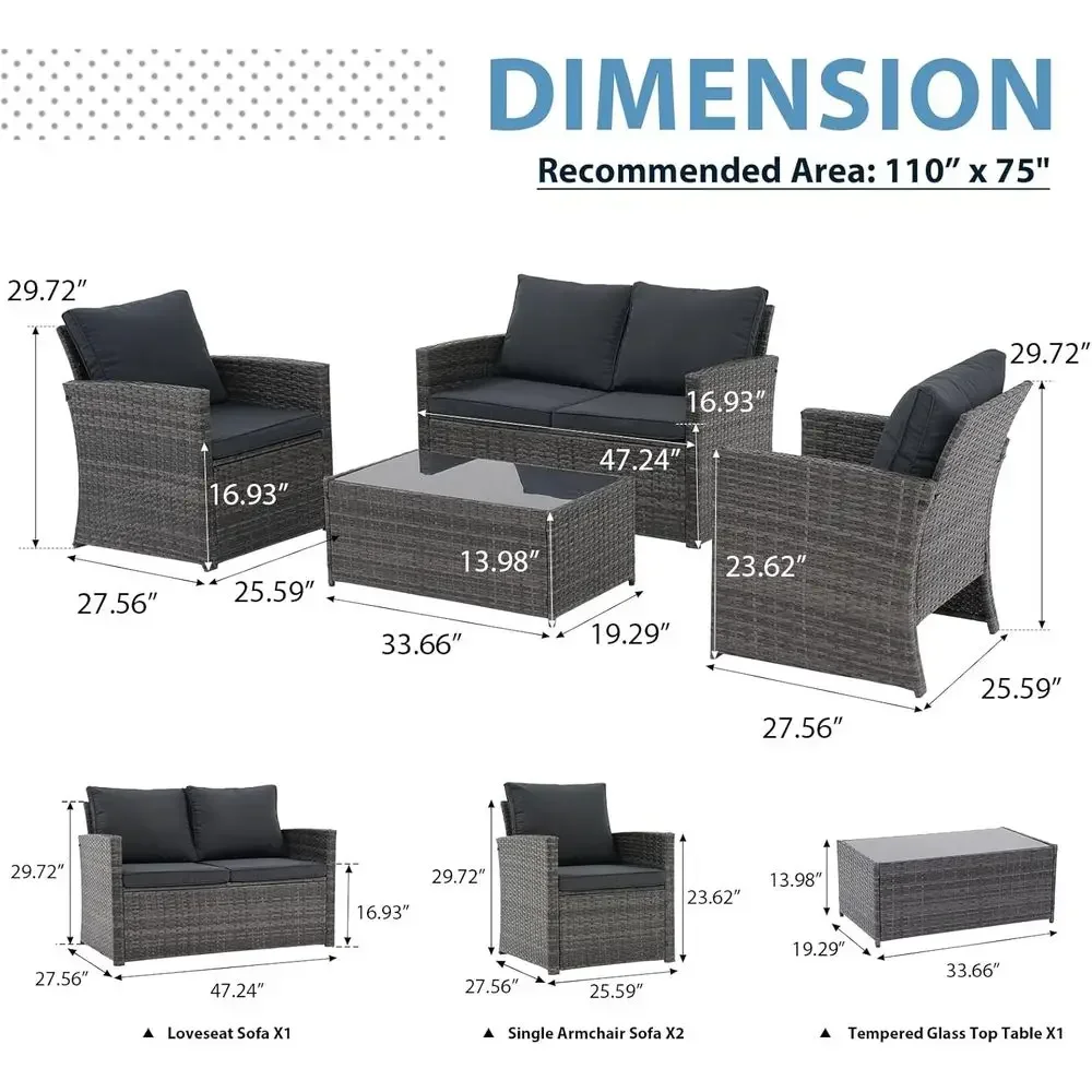 4-częściowy zestaw mebli ogrod – Outdoor Furniture Grey recenzja i cena