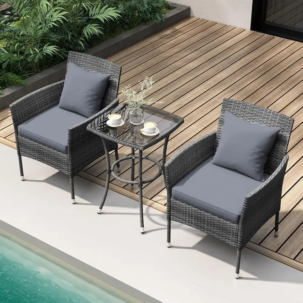 Szary 3-częściowy zestaw mebli – Outdoor Furniture Grey recenzja i cena