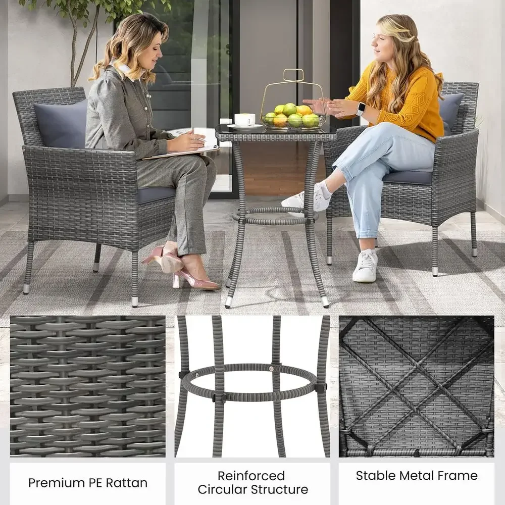 Szary 3-częściowy zestaw mebli – Outdoor Furniture Grey recenzja i cena