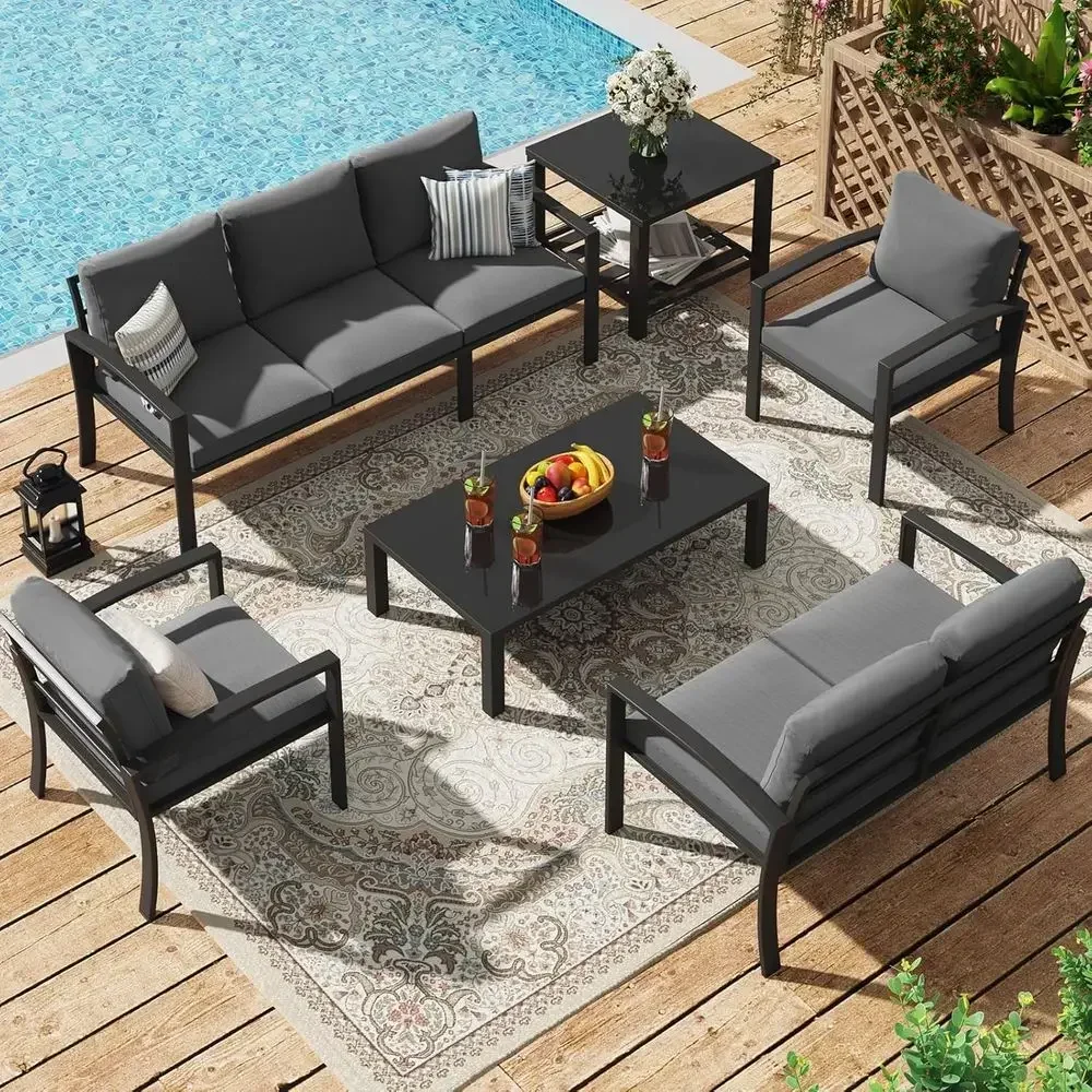 6-częściowy zestaw mebli ogrod – Outdoor Furniture Grey recenzja i cena