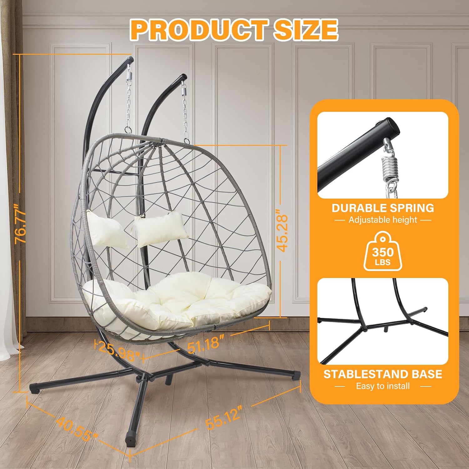 Krzesło wiszące w kształcie ja – Hanging Egg Chair recenzja i cena
