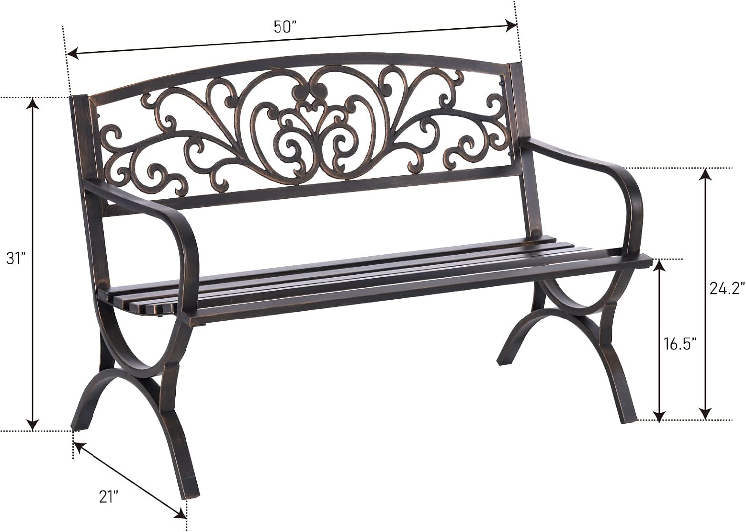 Ławka ogrodowa z brązu, 50 cal – Outdoor Furniture Metal Chairs recenzja i cena