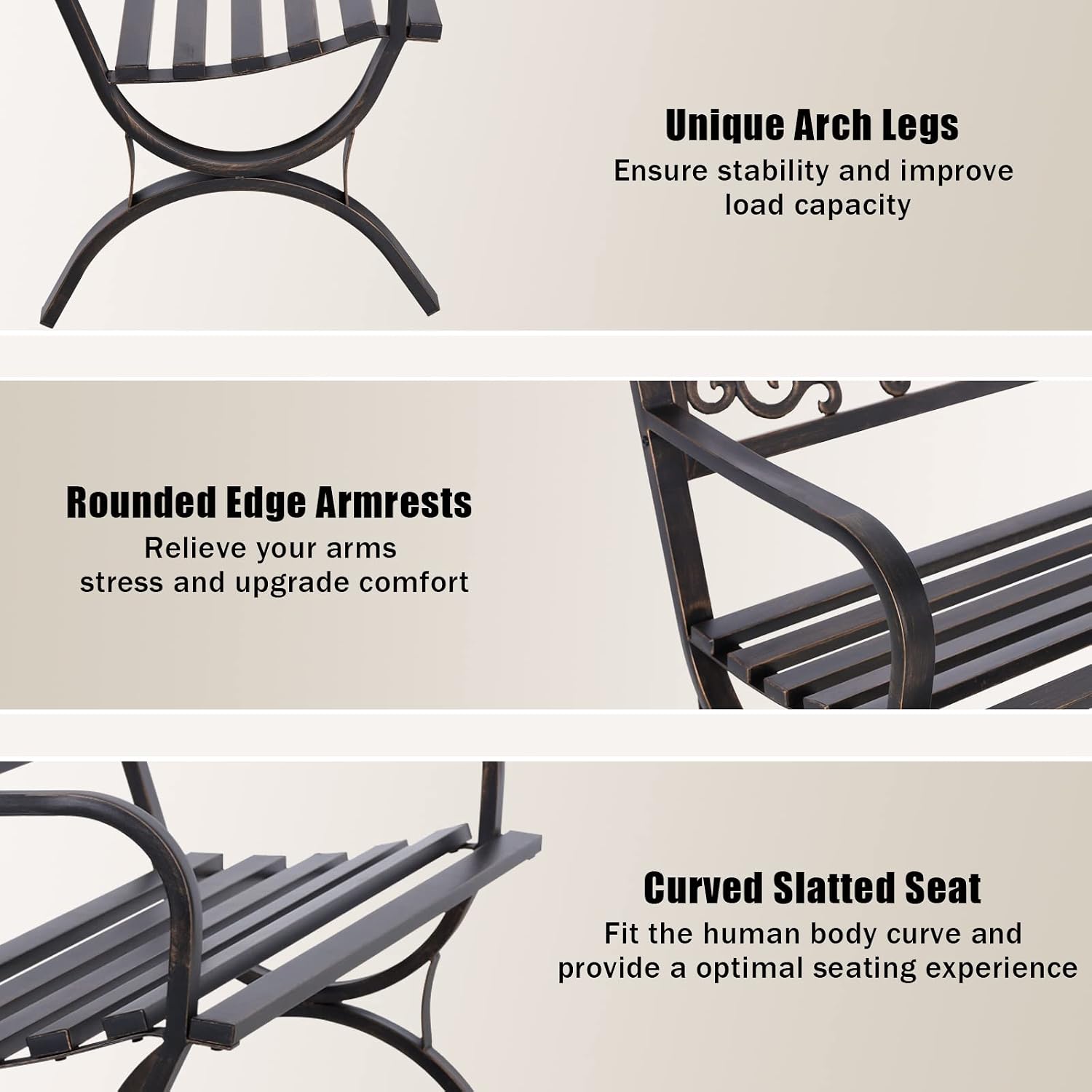 Ławka ogrodowa z brązu, 50 cal – Outdoor Furniture Metal Chairs recenzja i cena