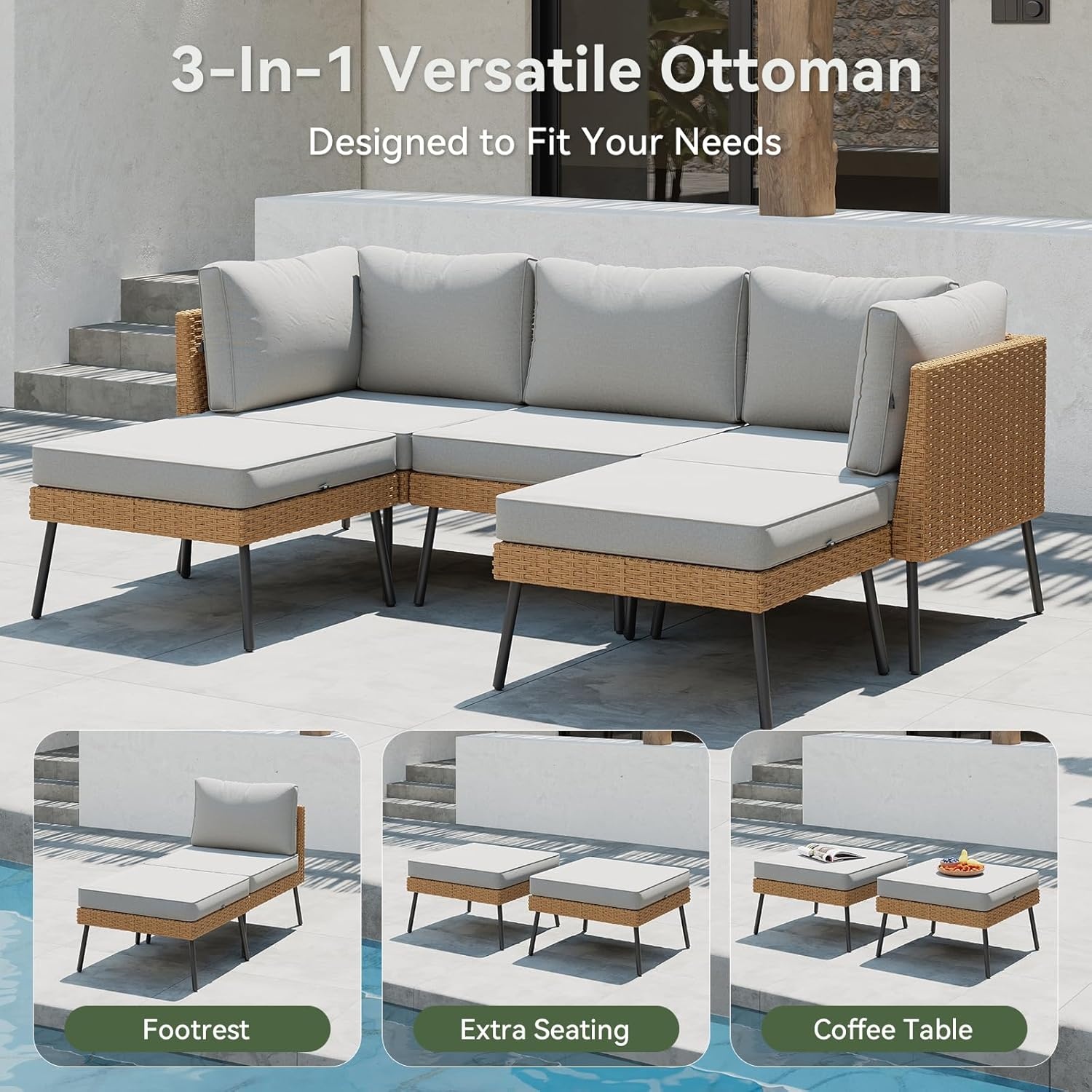 Aoxun 10-częściowy zestaw mebl – Outdoor Furniture Grey recenzja i cena