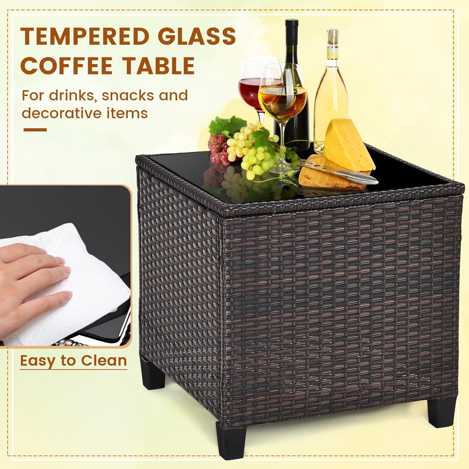 Granatowy, rattanowy, 3-części – Bistro Table Set recenzja i cena